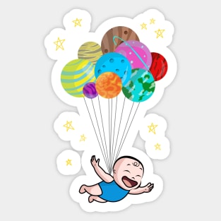 Cute Smiling Baby Boy Future Astronaut And Planets Sticker